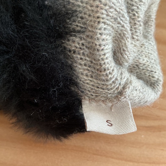 UGG Cashmere Women's Black Leather Shearling Trim Dandylion Gloves Small - Picture 6 of 6